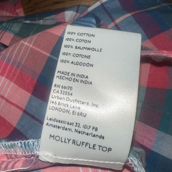 Free People Molly Ruffle Top Plaid Size Small - Picture 7 of 7